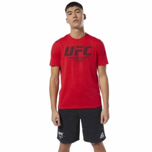 Koszulki Męskie Reebok UFC Fan Gear Logo Czerwone PL 54JKCHO